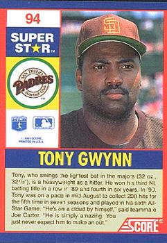 1991 Score 100 Superstars #94 Tony Gwynn Back