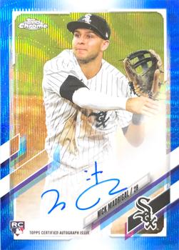 2021 Topps Chrome - Rookie Autographs Blue Wave Refractor #RA-NM Nick Madrigal Front