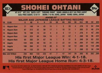 2021 Topps Chrome - 1986 Topps Baseball 35th Anniversary #86BC-9 Shohei Ohtani Back