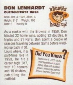 1998 St. Louis Browns Heads Up! #9 Don Lenhardt Back