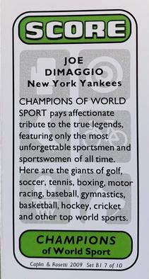 2009 Caplin & Rosetti Champions of World Sport Series B1 #7 Joe DiMaggio Back