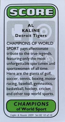 2009 Caplin & Rosetti Champions of World Sport Series B2 #10 Al Kaline Back