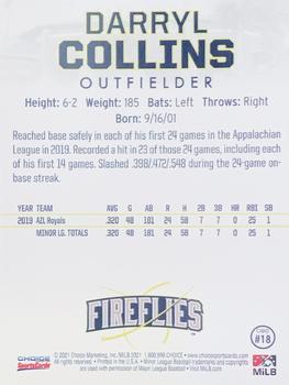 2021 Choice Columbia Fireflies #18 Darryl Collins Back
