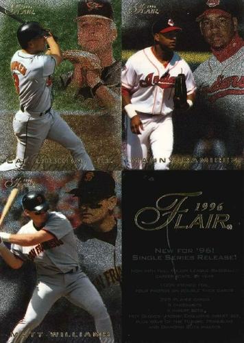 1996 Flair - Promo Panels #12 / 75 / 395 Cal Ripken, Jr. / Manny Ramirez / Matt Williams Front