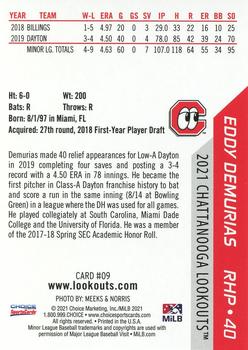 2021 Choice Chattanooga Lookouts #09 Eddy Demurias Back