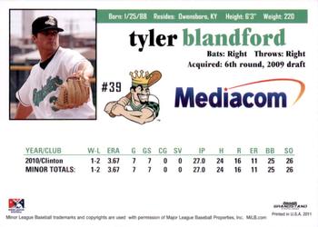 2011 Grandstand Clinton LumberKings #NNO Tyler Blandford Back