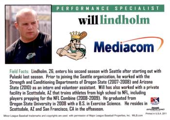 2011 Grandstand Clinton LumberKings #NNO Will Lindholm Back