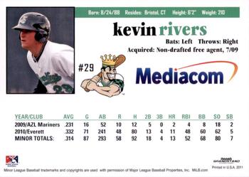 2011 Grandstand Clinton LumberKings #NNO Kevin Rivers Back