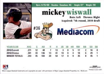 2011 Grandstand Clinton LumberKings #NNO Mickey Wiswall Back