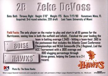 2011 Grandstand Boise Hawks #NNO Zeke DeVoss Back