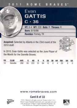 2011 MultiAd Rome Braves #8 Evan Gattis Back