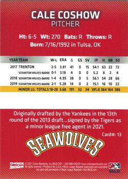 2021 Choice Erie SeaWolves #13 Cale Coshow Back