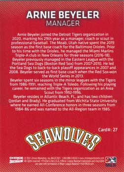 2021 Choice Erie SeaWolves #27 Arnie Beyeler Back