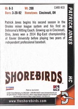 2021 Choice Delmarva Shorebirds #33 Patrick Jones Back