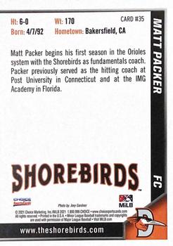 2021 Choice Delmarva Shorebirds #35 Matt Packer Back