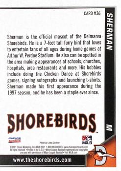 2021 Choice Delmarva Shorebirds #36 Sherman Back