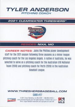 2021 Choice Clearwater Threshers #27 Tyler Anderson Back