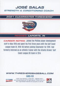 2021 Choice Clearwater Threshers #30 Jose Salas Back