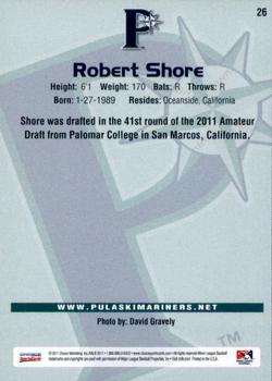 2011 Choice Pulaski Mariners #26 Robert Shore Back