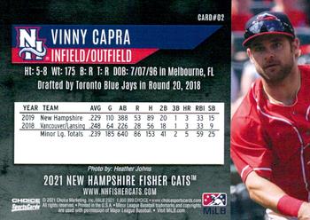 2021 Choice New Hampshire Fisher Cats #02 Vinny Capra Back