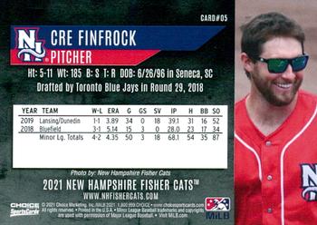 2021 Choice New Hampshire Fisher Cats #05 Cre Finfrock Back