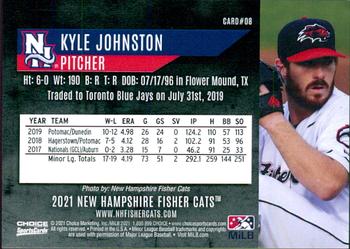 2021 Choice New Hampshire Fisher Cats #08 Kyle Johnston Back