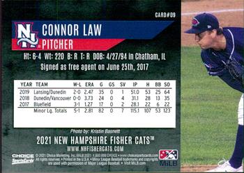 2021 Choice New Hampshire Fisher Cats #09 Connor Law Back