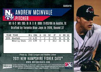 2021 Choice New Hampshire Fisher Cats #15 Andrew McInvale Back