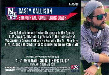 2021 Choice New Hampshire Fisher Cats #29 Casey Callison Back
