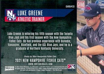 2021 Choice New Hampshire Fisher Cats #33 Luke Greene Back