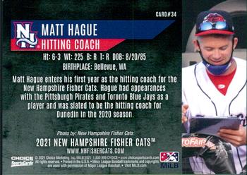 2021 Choice New Hampshire Fisher Cats #34 Matt Hague Back