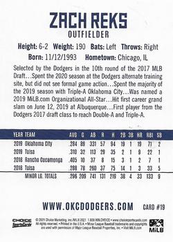 2021 Choice Oklahoma City Dodgers #19 Zach Reks Back