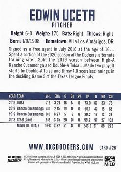 2021 Choice Oklahoma City Dodgers #26 Edwin Uceta Back