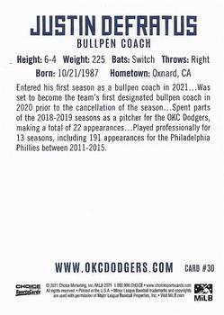 2021 Choice Oklahoma City Dodgers #30 Justin De Fratus Back