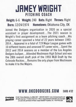 2021 Choice Oklahoma City Dodgers #32 Jamey Wright Back