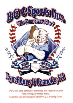 2011 Choice Lynchburg Hillcats #NNO B&C Sports Inc. Ad Card Front