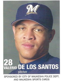 2003 Milwaukee Brewers Police - City of Waukesha Police Department and Waukesha Sports Cards #NNO Valerio De Los Santos Front
