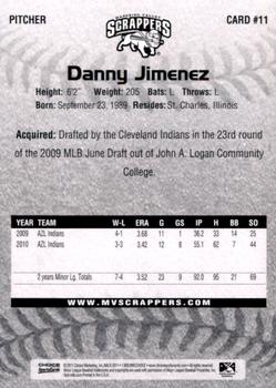2011 Choice Mahoning Valley Scrappers #11 Danny Jimenez Back