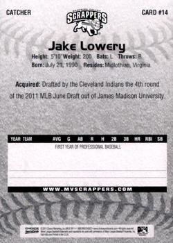 2011 Choice Mahoning Valley Scrappers #14 Jake Lowery Back