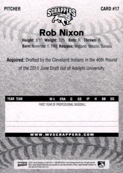 2011 Choice Mahoning Valley Scrappers #17 Rob Nixon Back