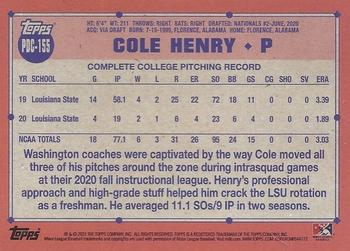 2021 Topps Pro Debut - Chrome #PDC-155 Cole Henry Back