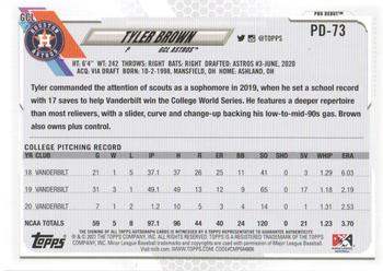 2021 Topps Pro Debut - Autographs #PD-73 Tyler Brown Back