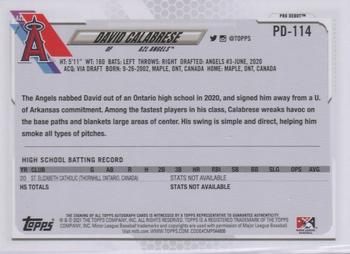 2021 Topps Pro Debut - Autographs #PD-114 David Calabrese Back