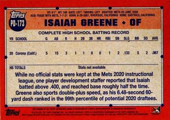 2021 Topps Pro Debut - Autographs #PD-173 Isaiah Greene Back