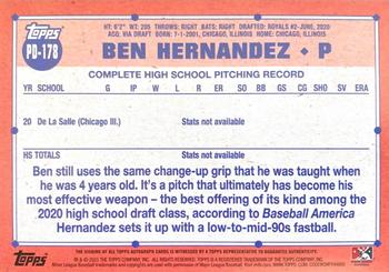 2021 Topps Pro Debut - Autographs #PD-178 Ben Hernandez Back