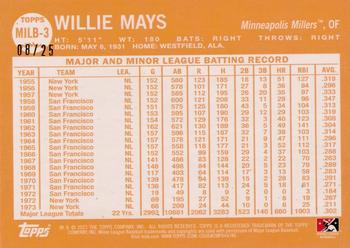 2021 Topps Pro Debut - MiLB Legends Orange #MILB-3 Willie Mays Back