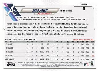 2021 Topps - Gold Star #9 Max Fried Back