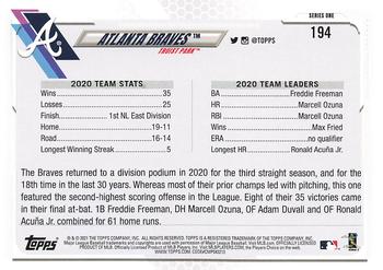 2021 Topps - Gold Star #194 Atlanta Braves Back