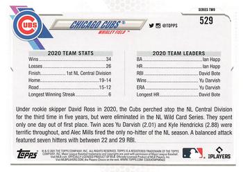 2021 Topps - Gold Star #529 Chicago Cubs Back