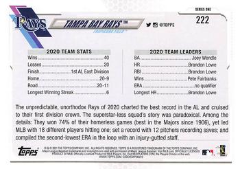 2021 Topps - Blue Star #222 Tampa Bay Rays Back